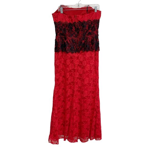 Vintage Fiesta Womens Size XL Red Black Lace Strapless Dress - Picture 6 of 7